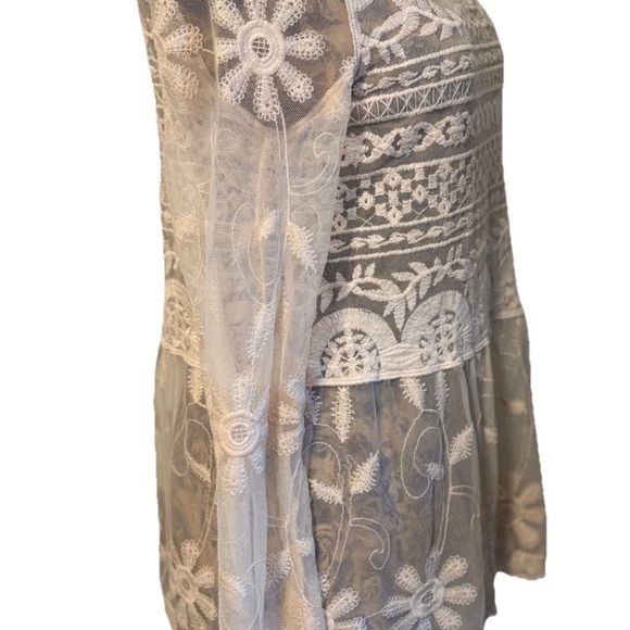 Sundance Sense of Wonder Embroidered Sheer Lace Top Ivory Size Women’s Small - Picture 2 of 4